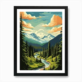 Mount Rainier National Park Retro Pop Art 14 Art Print