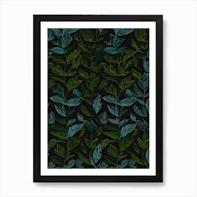 Lunar Lullaby: A Celestial Symphony of Whispering Leaves and Shadows Art Print