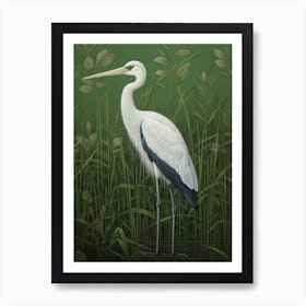 Ohara Koson Inspired Bird Painting Stork 1 Art Print