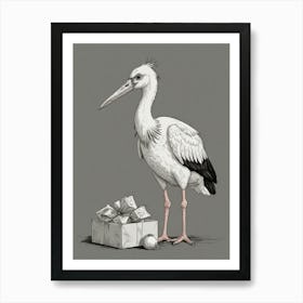 Stork With Gift Art Print