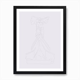 The Winged Victory of Samothrace (The Goddess Nike) Line Drawing - Purple Art Print