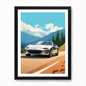 A Mazda Mx 5 Miata Car In Icefields Parkway Flat Illustration 2 Póster