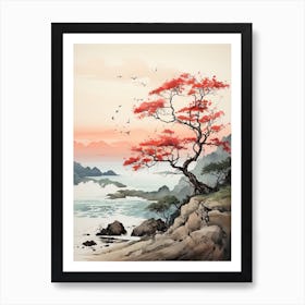 Okinawa Islands In Okinawa, Japanese Brush Painting, Ukiyo E, Minimal 1 Art Print