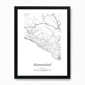 Mannedorf,Switzerland Minimalist Map Art Print