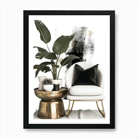 Gold And Black Living Room 1 Art Print