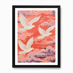 Vintage Japanese Inspired Bird Print Dove 1 Art Print