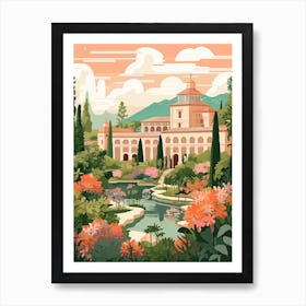 The Alhambra   Granada, Spain   Cute Botanical Illustration Travel 2 Art Print