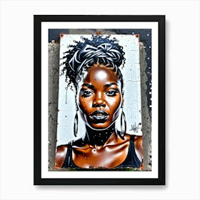 Graffiti Mural Of Beautiful Black Woman 307 Art Print