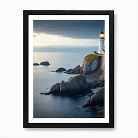Peaceful Scandinavian Seascape With A Calm Sea and Lighthouse Series - 2 Art Print