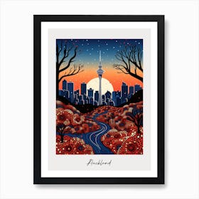 Poster Of Auckland, Illustration In The Style Of Pop Art 1 Art Print