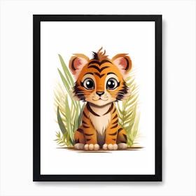 Watercolour Jungle Animal Sumatran Tiger 2 Art Print