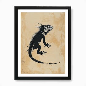 Block Print Iguana 2 Art Print