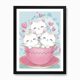 Cute Kittens In A Cup Art Print