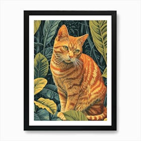 Exotic Shorthair Cat Relief Illustration 2 Art Print