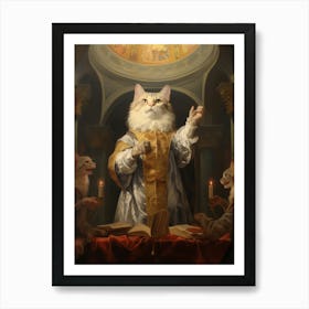 Rococo Style Cat In A Medieval Building Art Print