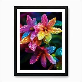 Colorful rainbow flowers Art Print