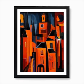 Village At Night Art Print