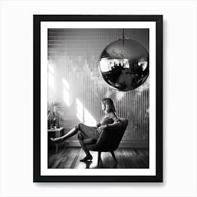 Disco Ball Woman Black And White Photography 3 Art Print
