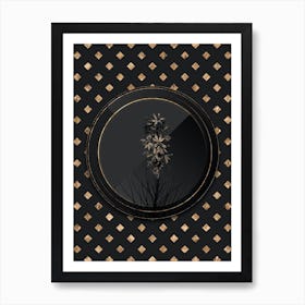 Shadowy Vintage Yellow Asphodel Botanical in Black and Gold 1 Art Print