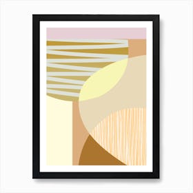 Abstract Geometric Shapes Lilac Beige Yellow Art Print