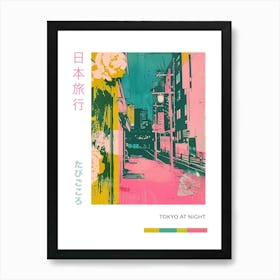 Tokyo Night Scene Pink Silkscreen Poster 1 Art Print