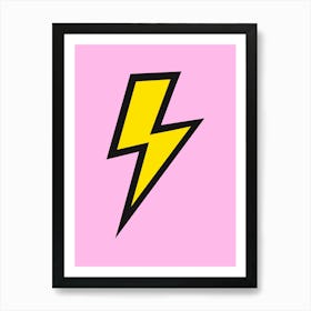 Lightning Bolt Yellow on Pink Art Print