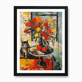 Dahlia With A Cat 3 Abstract Expressionism  Art Print