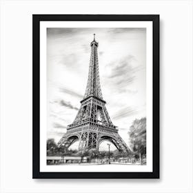 Eiffel Tower Paris Pencil Drawing Sketch 2 Art Print