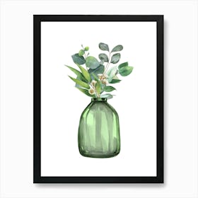 Eucalyptus Leaf Vase Green Print Art Print