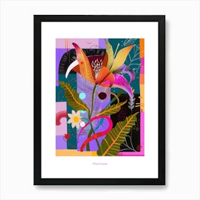 Moonflower 1 Neon Flower Collage Poster Art Print