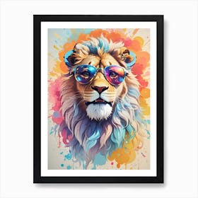 Funny Lion King Wearing Glasses Art Print