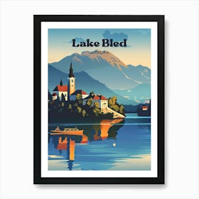 Lake Bled Julian Alps Travel Art Illustration Art Print