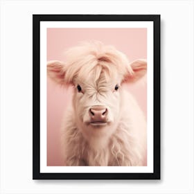 Fluffy Baby Pink Highland Cow 2 Art Print