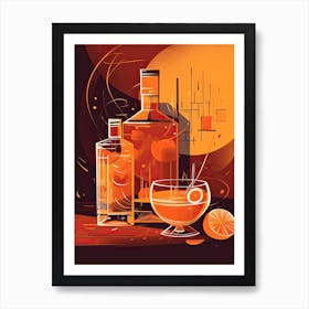 Sazerac Cocktail Illustration 4 Art Print