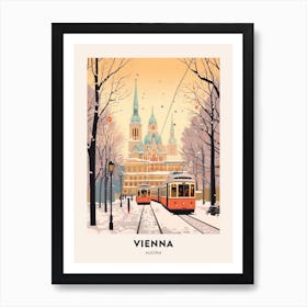 Vintage Winter Travel Poster Vienna Austria 3 Art Print