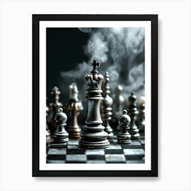 Chess Pieces With Smoke 1 Art Print