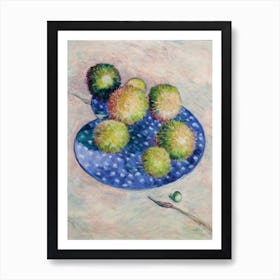 Rambutan Vintage Sketch Fruit Art Print