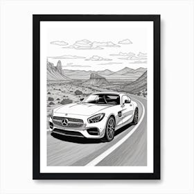 Mercedes Benz Amg Gt Coast Drawing 3 Art Print