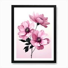 Pink Flowers On A Pink Background 5 Art Print