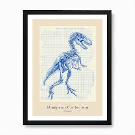 Troodon Skeleton Dinosaur Blue Print Poster Affiche