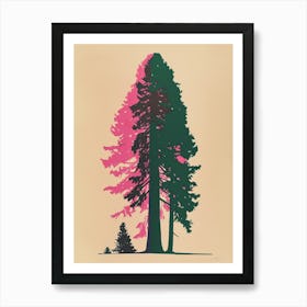 Redwood Tree Colourful Illustration 4 Art Print