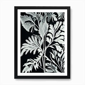 Sweet Cicely Leaf Linocut 2 Art Print
