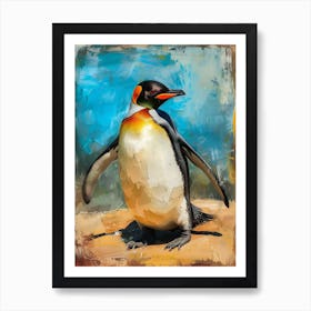 Galapagos Penguin Petermann Island Colour Block Painting 3 Art Print