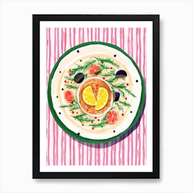 A Plate Of Pesto Pasta, Top View Food Illustration 2 Art Print