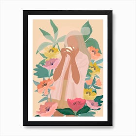 Coffee Among The Flowers Art Print