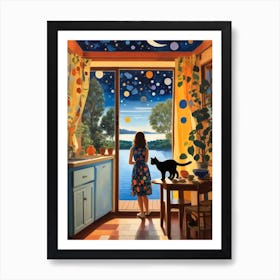 Cat In The Kitchen Art Print