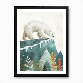 Polar Bear Walking On A Mountrain Storybook Illustration 1 Art Print