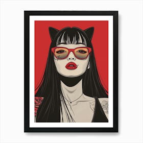 Cat Girl 3 Art Print