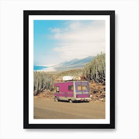Roadtrip With A Pink Surf Van Art Print