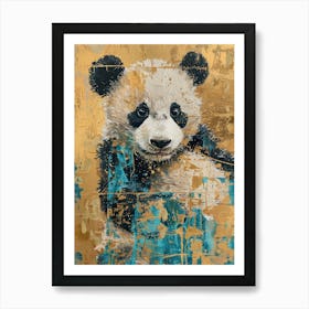 Panda Cub Gold Effect Collage 4 Art Print